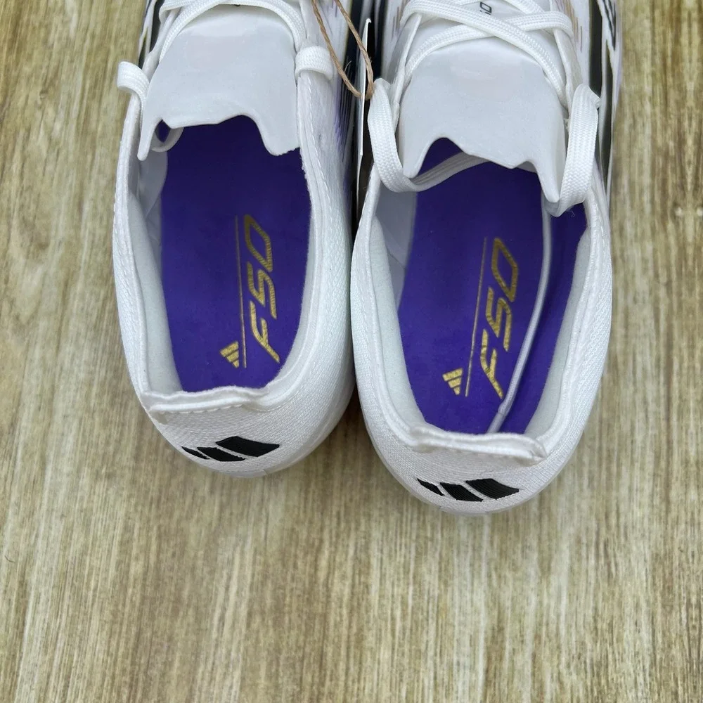 Adidas F50 Elite FG J Soccer Cleats Kid's Size 2.5 White Gold Purple JH7713 NEW